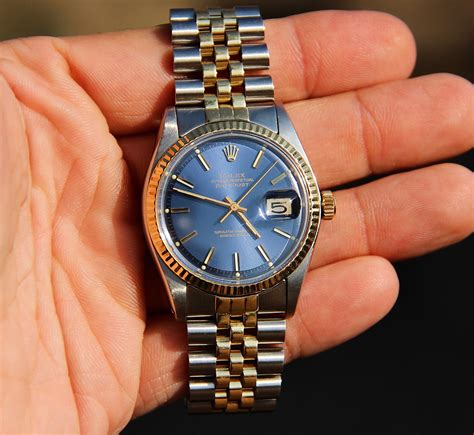 rolex 1601 blue dial wrist|rolex datejust 1601 36mm.